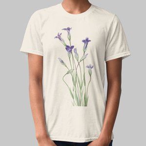 Sierra Fringed Gentian Floral Print Short Sleeve Graphic Tee T-shirt S M L XL